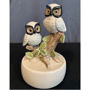 VINTAGE 1979 OTAGIRI MUSIC BOX 2 OWLS IN TREE